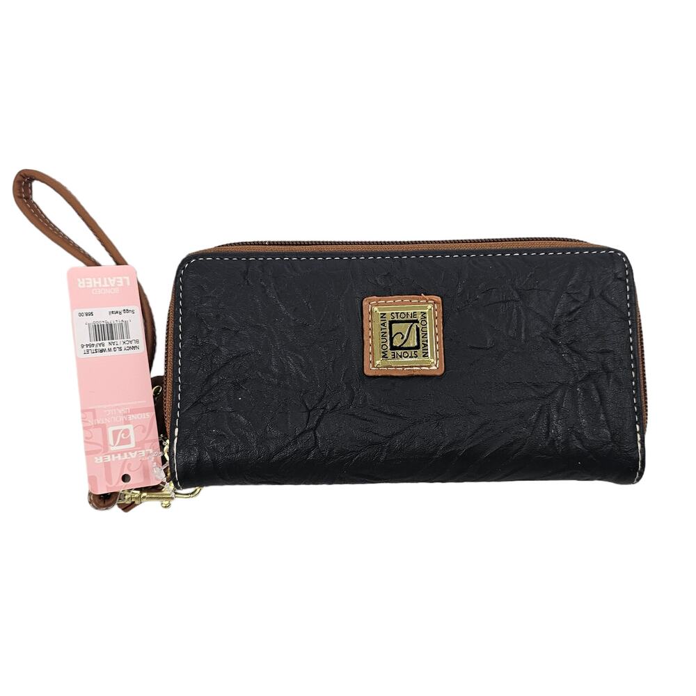 Stone Mountain Nancy 'Wrinkled' Leather Double Zip Around Wristlet Wallet
